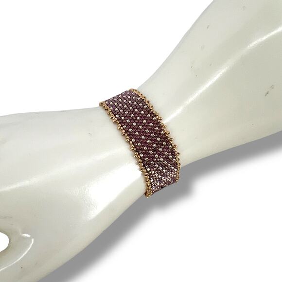 HANDMADE Purple Sunset Cuff Bracelet 8"  Glam Fairy Boho Feminine - Picture 1 of 6